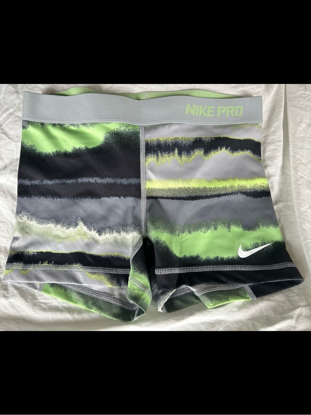 Nike Pro Dry Fit Compression Shorts in Neon Green, Gray and Black. Size Medium